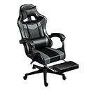 Gaming Chair Ergonomic Computer Chair Office Chair Desk Swivel Chair Adjustable Reclining Footrest Cushion Grey New!