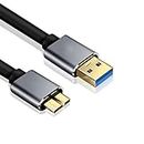 TanQY USB 3.0 Micro Cable 2M, Super Speed USB 3.0 A Male to Micro B External Hard Drive Cable Cord with Gold-Plated Connectors for Galaxy S5, Note 3, Camera and More (2M/6Ft, Grey)