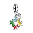 NanMuc Autism Awareness Pandora Charm Puzzle Piece Enamel Dangle Bead Pendant Charms for Bracelets, Metal, base