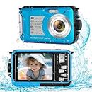 Waterproof Camera, 11FT Underwater Camera 1080P Full HD Underwater Camera with 30 Megapixel 16x Digital Zoom, Underwater for Snorkeling Waterproof Digital Camera for Kids（Blue）