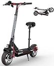 ENGWE Y600 Electric Scooter for Adults,43.5 Miles Range & 28Mph Power by 600W (830W Peak) Motor,10" Tires Foldable Scooter with Seat & 9.05 in Wider Deck,264lbs Max Load E Mopeds,Dual Suspension