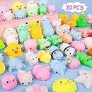 Calans Mochi Squishy Toys, 30 Pcs Mini Squishy Party Favors for Kids Animal Squishy Stress Relief Toys Cat Panda Unicorn Toys Birthday Easter Egg Fillers Easter Gifts Gifts for Boys & Girls