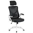 Yaheetech Computer Desk Chair Home Office Chair Ergonomic Swivel Chair with Arms and Height Adjustable Back Support for Home Study or Manager Work White/Black