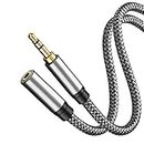 Audio Extension Cable 1M,Audio Auxiliary Stereo Extension Audio Cable 3.5mm Stereo Jack Male to Female, Stereo Jack Cord for Phones, Headphones, Tablets, PCs, MP3 Players and More(1M/3Ft, Silver)