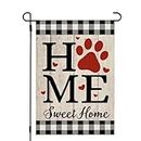 CROWNED BEAUTY Valentines Day Garden Flag 12x18 Inch Double Sided for Outside Home Sweet Home Small Burlap Plaid Yard Flag