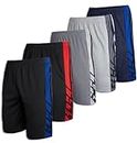 Real Essentials Mens Mesh Shorts Active Wear Athletic Short Men Basketball Pockets Workout Gym Soccer Running Summer Fitness Quick Dry Casual Clothes Sport Training Hiking, Set 2, M,Pack of 5