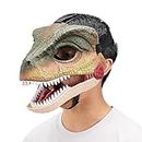 Eghunooye Funny Dinosaur Mask Dino Mask Moving Jaw Halloween Mask Dinosaur Head Face Mask Movable Mouth Party Cosplay Props (Velociraptor, One Size)