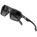 ATTCL Polarisierte Sonnenbrille Herren Sportbrille mit UV-Schutz Hexagonal TR90 Rahmen 2137 C1 Black+grey