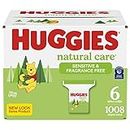 Baby Wipes, Huggies Natural Care Sensitive, UNSCENTED, Hypoallergenic, 6 Refill Packs, 1008 Count (Pack of 1)