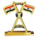 M Men Style Indian Flag Tricolour Gold Metal for Car Accessories for Dash Board, Pooja & Gift,Items for Home & Office SCarDash47