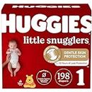 HUGGIES Diapers Size 1 - Little Snugglers Disposable Baby Diapers, 198ct, One Month Supply (Packaging May Vary)
