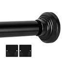 Matte Black Shower Curtain Rod 33 to 90 Inches, 1 Inch Adjustable Spring Tension Curtain Rod No Drill, Stainless Steel Shower Rod for Bathroom, Closet, Window, Room Divider, Never Rust, Non Slip