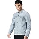 Urbano Fashion Men's Light Grey Regular Fit Washed Full Sleeve Denim Jacket (jakt-denim-lgrey-s-01)