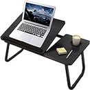 Mnkyer Laptop Tisch01 Mesa Plegable para Ordenador portátil, Mesa de Escritorio Ajustable, Bandeja de Cama, Negro, 64cmx32cmx25cm