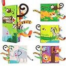 beiens Baby Books Toys, Soft Toys Baby Cloth Books, Touch and Feel Crinkle Books for Babies Infants Toddler Early Development Interactive Car Toys & Stroller Toys for Boys Girls (Jungle Tails-1 Book)