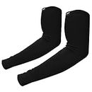 Autofy Pro-Fit 240 GSM Outdoor Indoor Use Unisex Arm Sleeves UV Tan Protection for Men Women Children with Compression & Cooling Effect (1 Pair - 2pcs - for Left & Right Hand) (Black)