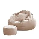 RELAX BEAN BAG'S 2XL Ivory Bean Bag Cover Set with Cushion and Footrest (Without Filling) Comfortable Leatherette Bean Bag Chair for Teens Kids and Adults for Livingroom Bedroom and Gaming Room.