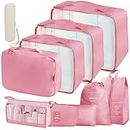 Neween 10 Set Packing Cubes for Travel, Lightweight Luggage Suitcase Organizer with Shoe Bag, Electronic Bag, Toiletry Bag & Laundry Bag, Waterproof Travel Essentials Accessories Bag (A-Pink)