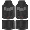 Motor Trend DualFlex™ Rubber Floor Mats for Car Truck Van & SUV - Waterproof Car Floor Mats with Drainage Channels, All-Weather Car Mats with Sporty Two-Tone Design, Automotive Floor Mats (Gray)