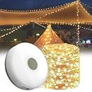 Outdoor Waterproof Portable Stowable String Light,Camping String Lights,2 in 1 USB Rechargeable Outdoor String Lights,Water Proof Battery Fairy Lights,Portable Camping Lights Tent Light (8M, Warm)