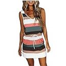 JEGULV Lightning Deals of Today Prime Amazon Mystery Box, Dresses for Women 2024 Summer Casual Striped Printed Mini Dress Sleeveless Spaghetti Strap Boho Dress with Pocket My Orders Placed