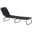 Outsunny Folding Chaise Lounge Pool Chairs, Outdoor Sun Tanning Chairs with 5-Level Reclining Back, Steel Frame for Beach, Yard, Patio, Black
