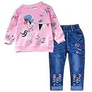 2-7Years Girls Clothing Set 2pcs Cotton top and Jeans(Rainbow,3T)