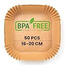 PORTENTUM Papier cuisson air fryer - 50 pièces Food-Grade BPA gratuit, 16 x 20 cm, pour friteuse sans huile 3 à 4,5 litres - Idéal pour la cuisson saine