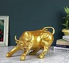 Shri Handicrafts Geometric Bull Resin Sculpture Collectible (10", Gold), 1 Piece