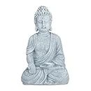 Relaxdays Statue de Buddha Figurine de Bouddha décoration Jardin Sculpture céramique Zen 40 cm, Gris Clair, grisclair