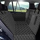 Dog Car Seat Cover, 100% Waterproof Scratchproof Hammock with Big Mesh Window, Dog Hammock Nonslip Durable Soft Back Seat Covers for Cars Trucks and SUVs-Black