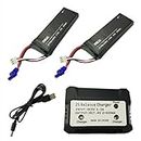 sea Jump 2 X 7.4V 2700mAh 10C Lipo Battery Replacement with 2 in 1 Battery Charger for Hubsan X4 H501S H501C H501A H501M H501S W H501S Pro FPV Quadcopter to Increase The Flight time(40mins)