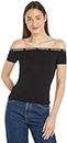 Calvin Klein Jeans Logo Elastic Bardot Top J20J223098 Autres Hauts en Tricot, Noir (CK Black), L Femme