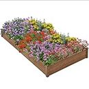 Yaheetech 8×4ft Wooden Horticulture Raised Garden Bed Divisible Elevated Planting Planter Box for Flowers/Vegetables/Herbs in Backyard/Patio Outdoor, 93 x 48 x 10in, Dark Brown