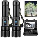 Rechargeable Flashlight 300000 Lumens, Led Flashlight Super Bright2 Pack, Brightest Flashlight 7 Modes with COB Light, IPX7 Waterproof Flash Light for Home, Camping, Hiking