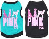 2 Pack Dog Clothes Shirt Cotton for Small Dogs Girl Print Pink Accessories Puppy