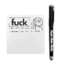 Fresh Outta Fucks Pad and Pen,Funny Sticky Notes Office Supplies,Desk Accessories for Friends Funny Christmas Gifts for Men Women (Black)