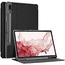 ProCase Galaxy Tab S7 / S8 Case with S Pen Holder, Slim Protective Folio Cover for 11 Inch Galaxy Tab S7 2020 Release SM-T870 T875 T878, Galaxy Tab S8 X700 X706 -Black