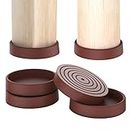 Furniture Coasters, Furniture Caster Cups - Non Slip Furniture Pads Hardwoods Floors - Non Skid Furniture Grippers, Round Silicone Furniture Feet Caps, (Brown, 4Pcs 4")