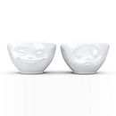 FIFTYEIGHT PRODUCTS TASSEN Small Porcelain Bowl Set No. 1, Kissing & Grinning Face, 3.3 oz. White (Set of 2 Bowls)