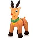 Celebright Christmas Inflatable Reindeer - Outdoor/Indoor Bright LED Light Up Porch Decoration - Built in Air Compressor - Pegs Included for Garden Use 100cm (3.3ft)