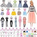 Miunana 44 Doll Clothes and Accessories for 11.5" Doll, 5 Fashion Dresses Clothes Outfits 1 Tops 1 Pants 37 Accessories Shoes Necklace Crown Hangers for 11.5 Inch Doll Girls Birthday Gifts