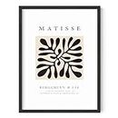 HAUS AND HUES Matisse Poster and Abstract Art Prints - Henri Matisse Prints and Art Exhibition Poster | Matisse Paper Cutouts Aesthetic Art Drawing Black Plant Clover Matisse Framed Black - 12x16