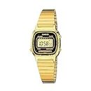Casio LA670WGA-1UR Womens Black Digital Watch with Gold Band