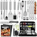 34Pcs BBQ Grill Accessories Tools Set, 16 Inches Stainless Steel Grilling Tools with Carry Bag, Thermometer, Grill Mats for Camping/Backyard Barbecue, Grill Tools Set for Men Women