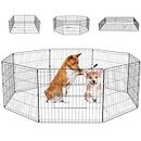 ADVWIN 8 Panel 24" Dog Playpen, Foldable Pet Fence Dog for Puppy Rabbit, Portable Exercise Dog Cage, Indoor/Outdoor Foldable Metal Fitness Pen