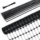 Garden Fence Animals Barrier Set: Ohuhu 3.4x100 FT Plastic Fence Roll with 25-Pack 4 FT Stakes Temporary Safety Netting, Reusable Pool Fencing Snow Fence Poultry Fences for Deer Chicken Dog, Black