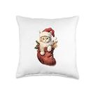 Abbigliamento, Accessori e Idee regalo per Natale Cat Santa Coming Out of a Stocking-Little Cute Throw Pillow, 16x16, Multicolor