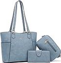 Tote Handbags for Women Purse and Wallet Set Large Shoulder Bags Crossbody Purses Satchel, Lightblue