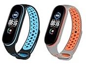 Emmett Band Dotted Strap for Mi Band 5 and Mi Band 6 Wristband Silicone Strap (Pack of 2)